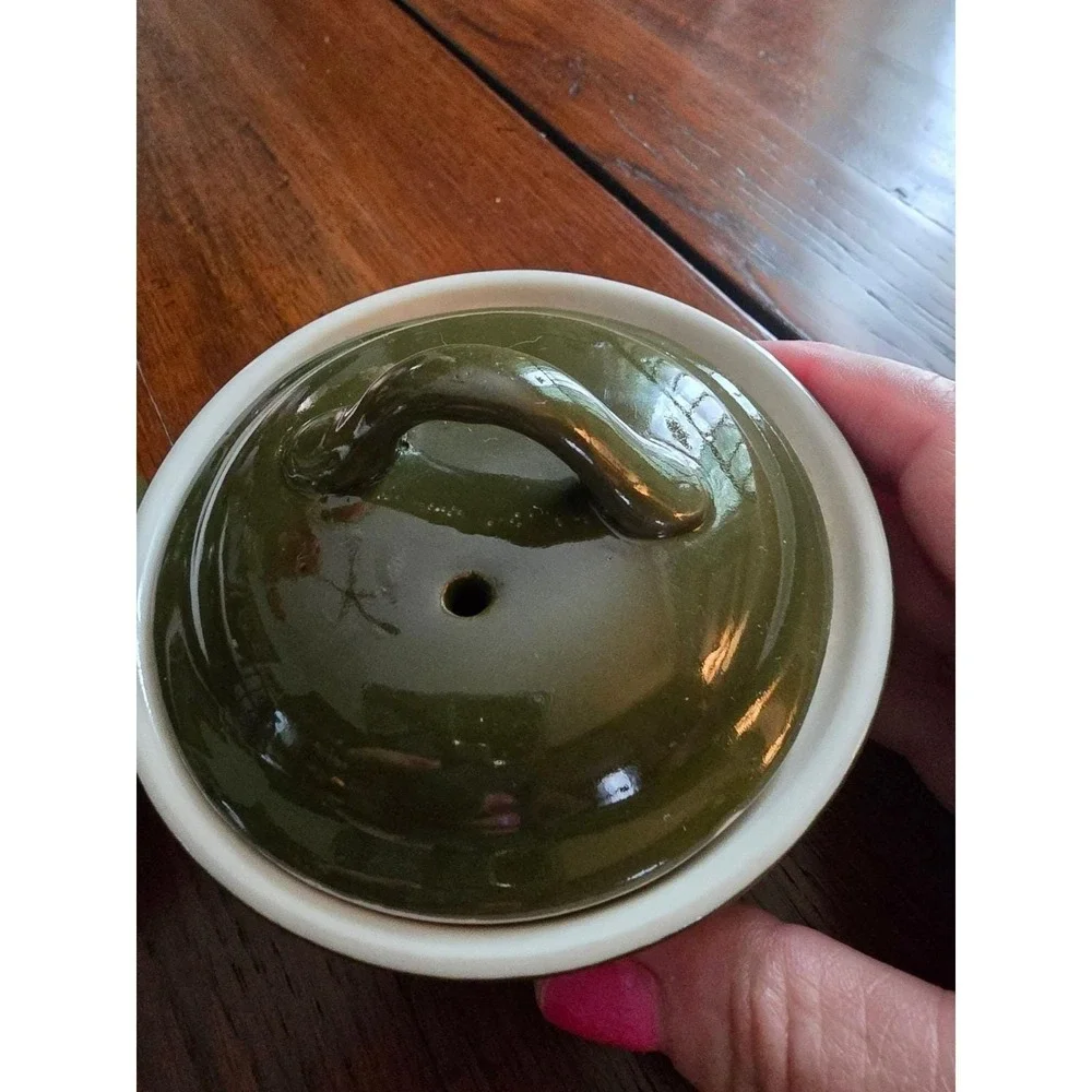 Hall China‎ Vintage Covered Sugar Bowl and Creamer Set Dark Green Made in USA